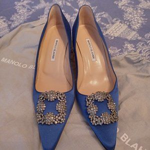 Manolo Blahnik "Something Blue" Hangisi Shoes, size 40 1/2
